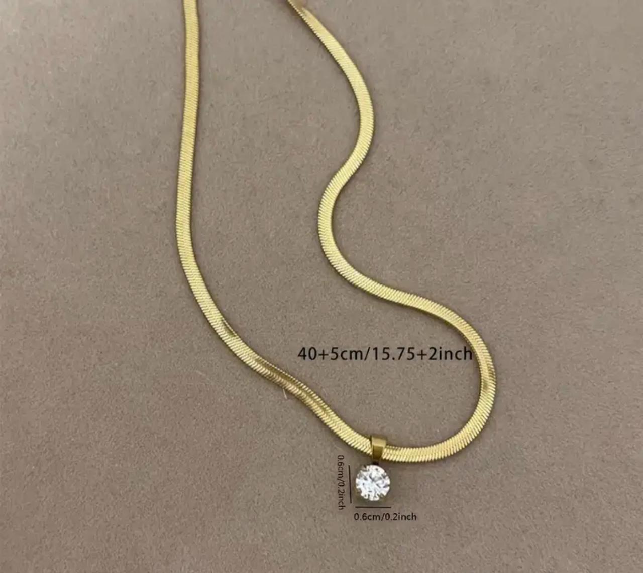 Water Drop Shine Zirconia Pendant Necklace Elegant Style image 3