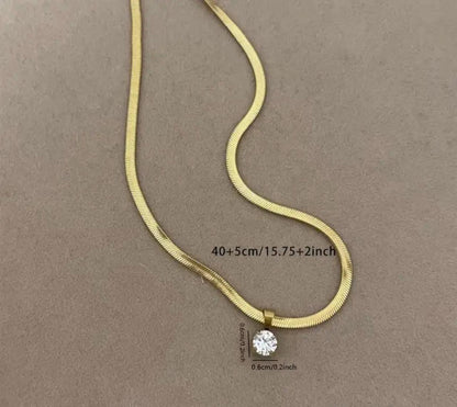 Water Drop Shine Zirconia Pendant Necklace Elegant Style image 3