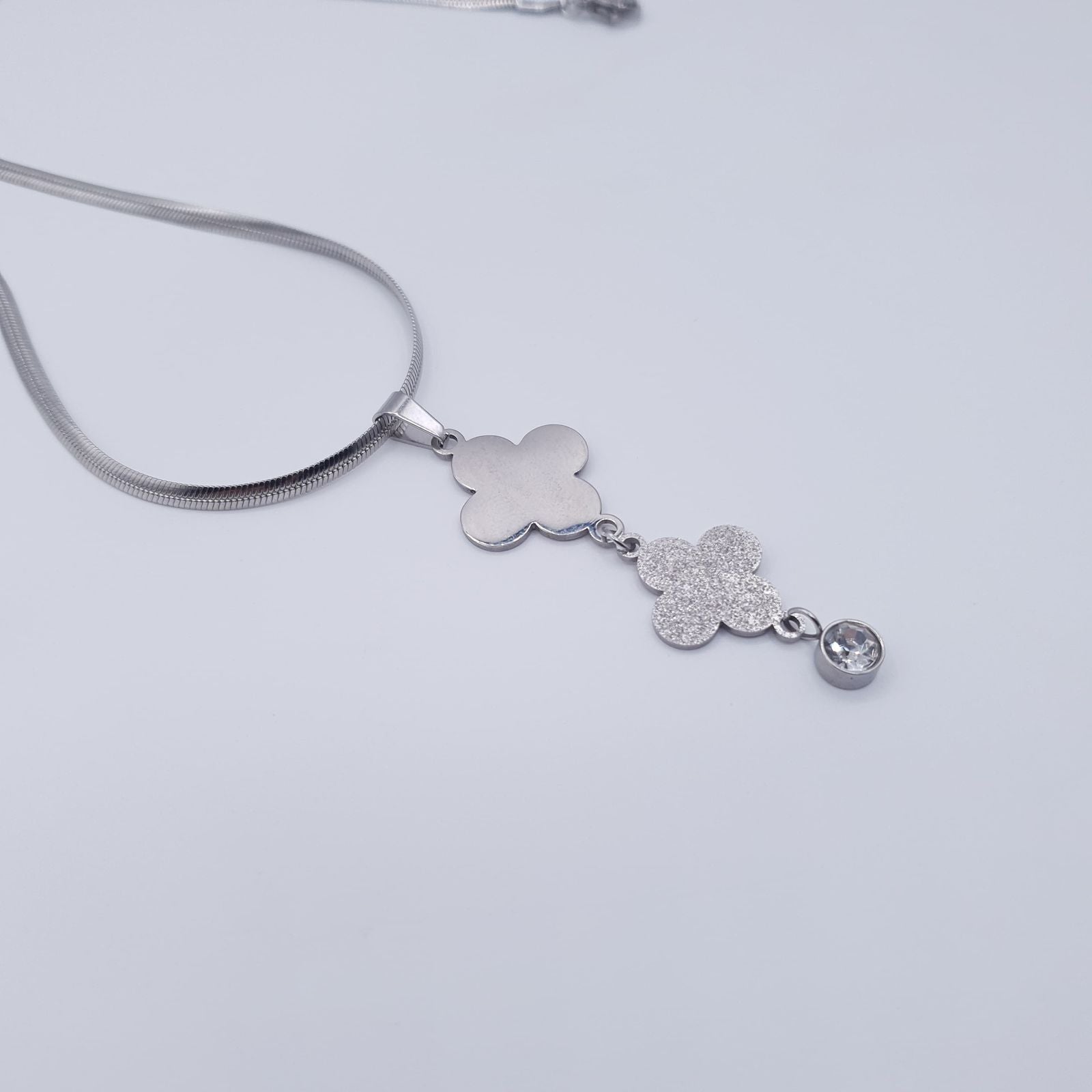 Floral Charm Stainless Steel Necklace Set image 3