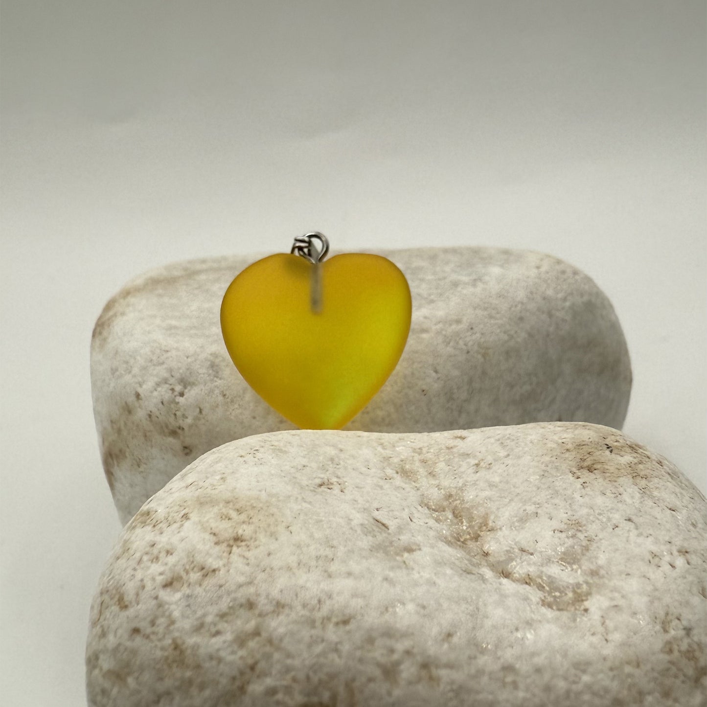 Magical Natural Gemstone Heart Shaped Pendent (Without Chain) - Yellow image