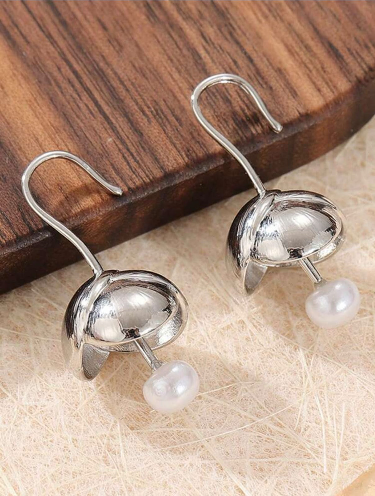 Silver Dome Pearl Drop