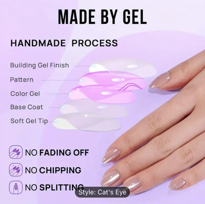 Almond Cat Eye False Nail Set, Soft Gel False Nails image 2