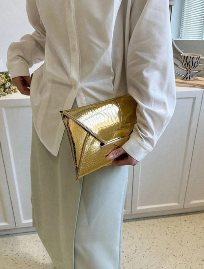 Crocodile & snake print PU envelope clutch image 2