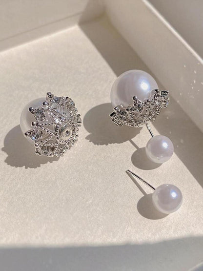 Smooth & Round Cultured Faux Stud With Little Gem image 2