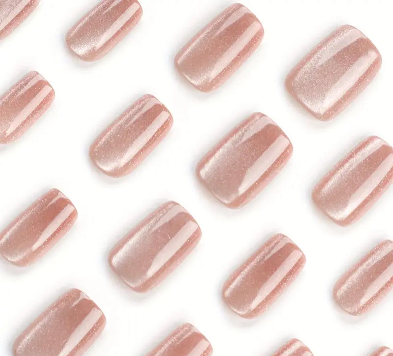 24-Piece Oval Nude Press-On Nails Set – Middle-Length Glossy Finish with Pure Color Design image 3