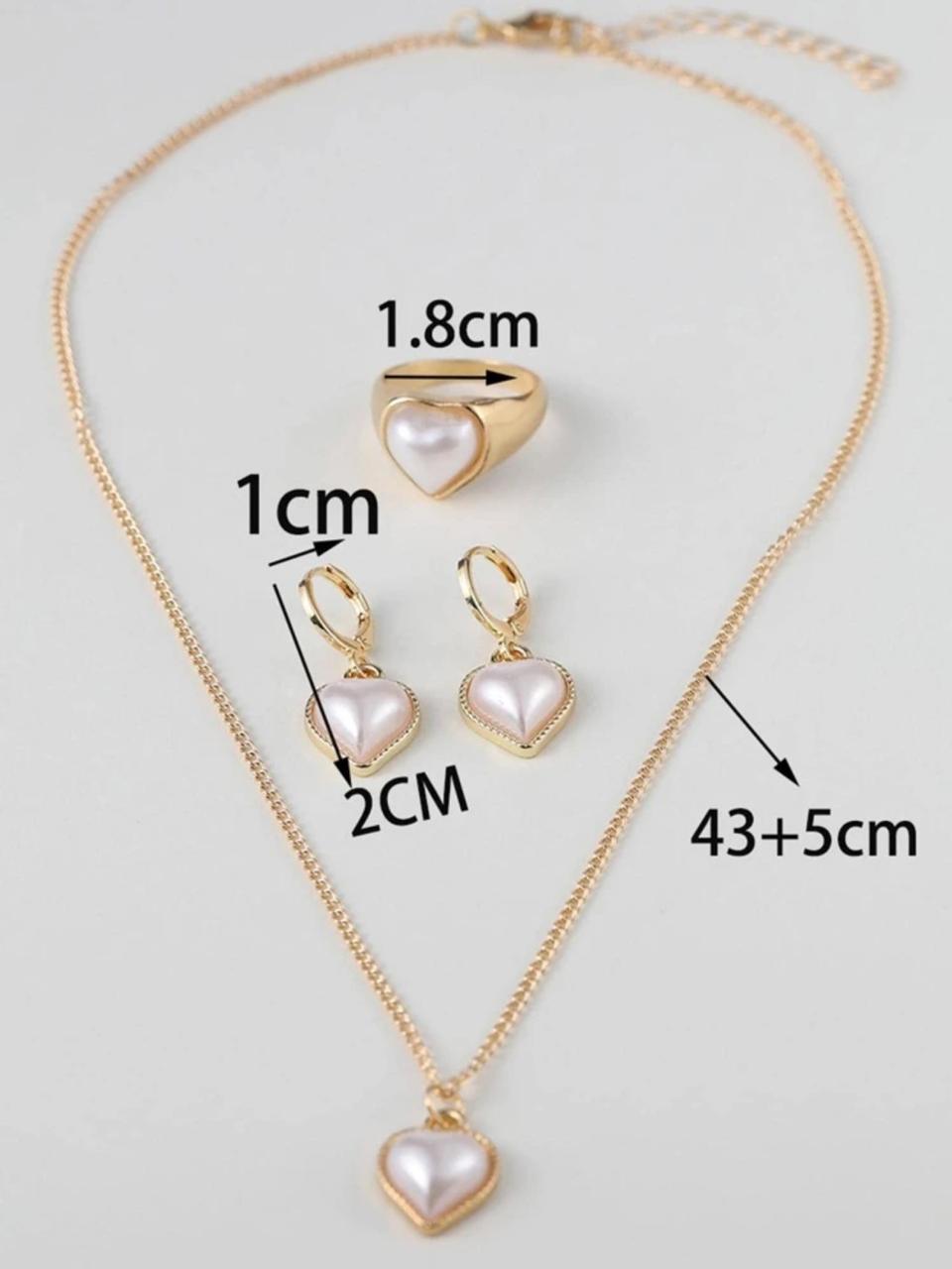 4 PIECES HEART SHAPED FAUX PEARL SET image 2