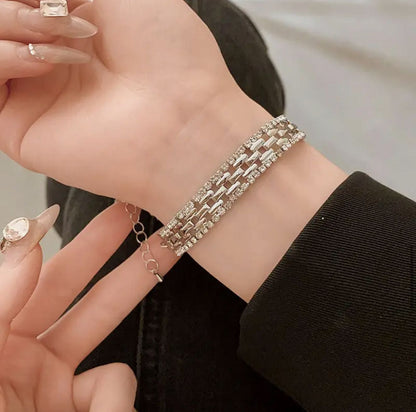 Elegant Luxury Square Cuff Bracelet with Rhinestone Accents & Alloy Chain Design for Parties, Weddings & Formal Events image 6