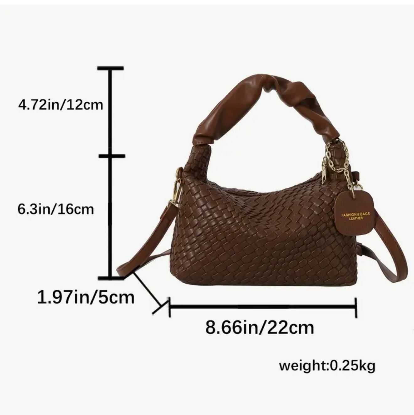 Woven Pattern Handbag For Women, Stylish Mini Crossbody Bag, Simple Ruched Hobo Bag & Purse image 3