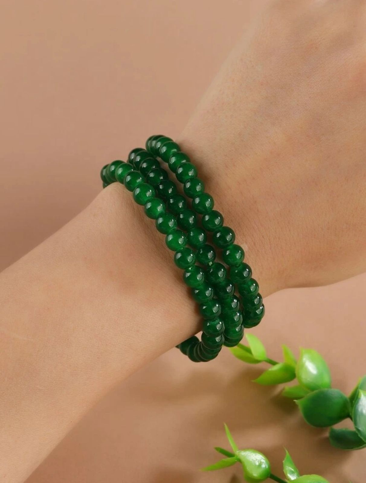 3pcs Jade Green Color Bracelets, Suitable For Daily Wear image 0