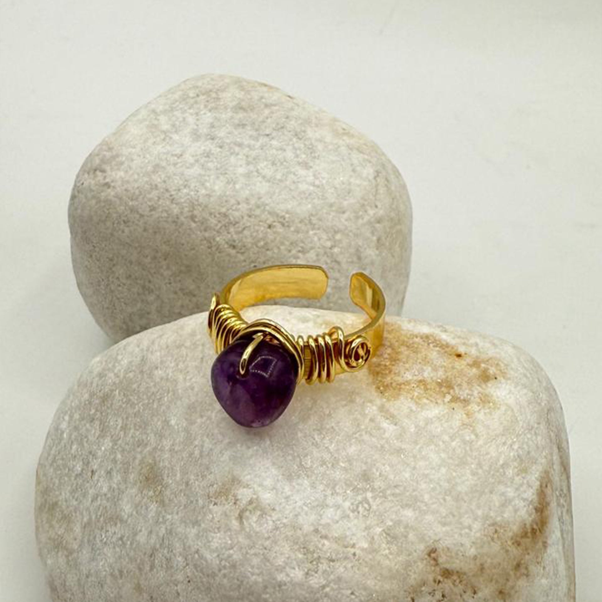 Natural Stone Stylish Ring - Purple image