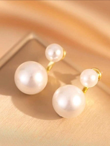 French Luxurious Pearl Stud Earrings image 3