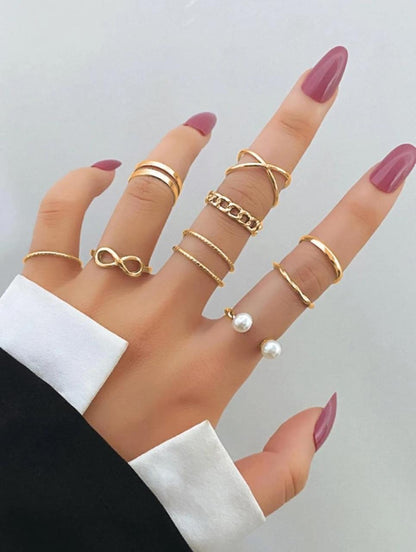 9pcs Faux Pearl Decor Ring image 0