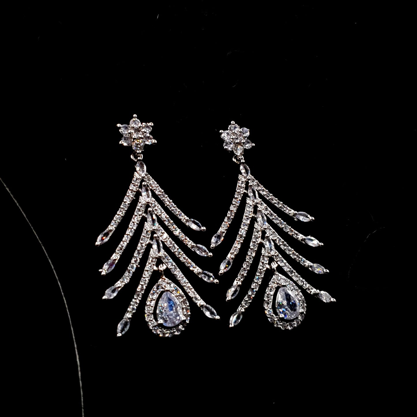 BRIDEL & PARTY WEAR SILVER NEKLACE SET (NEKLACE & EAR RINGS) image 7