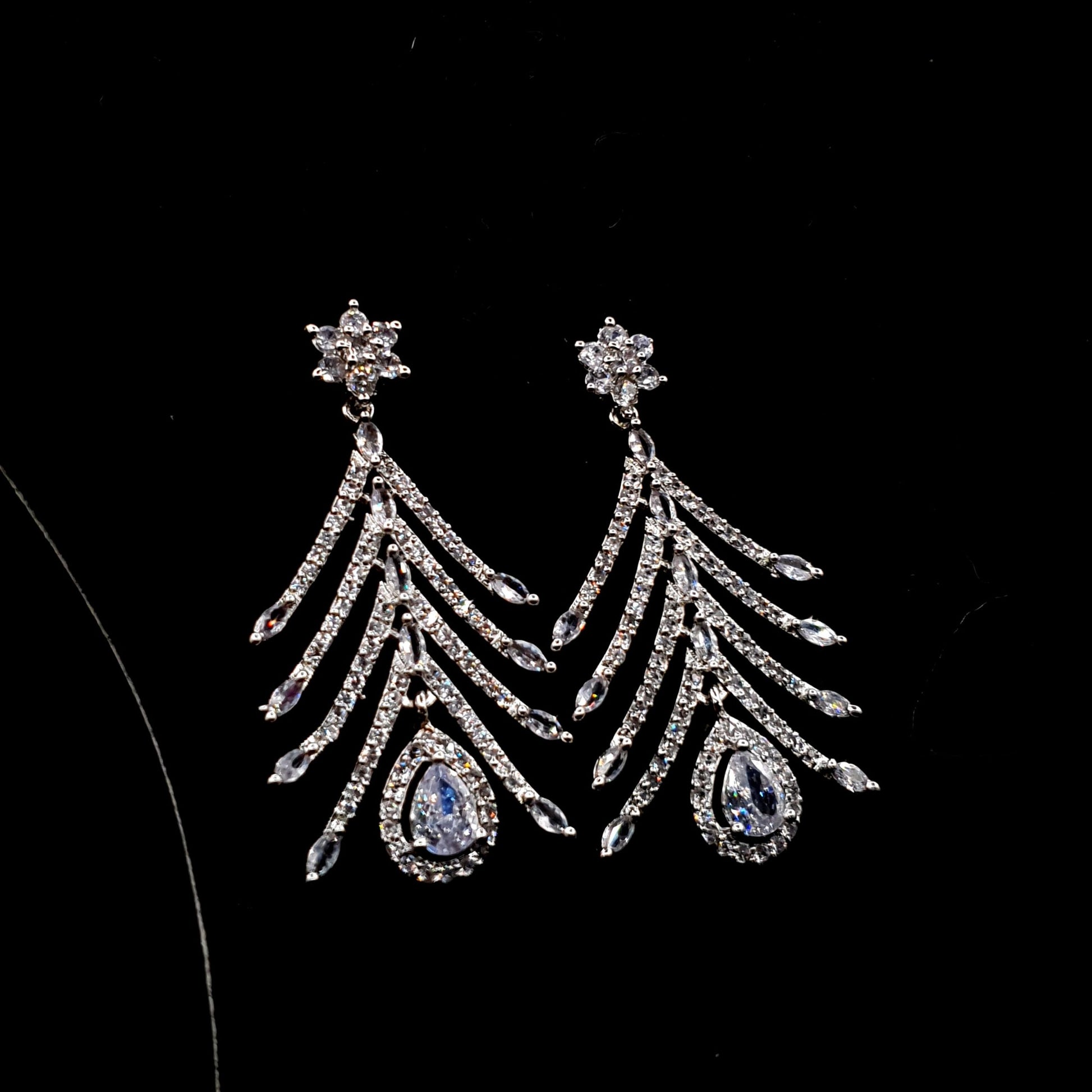 BRIDEL & PARTY WEAR SILVER NEKLACE SET (NEKLACE & EAR RINGS) image 7