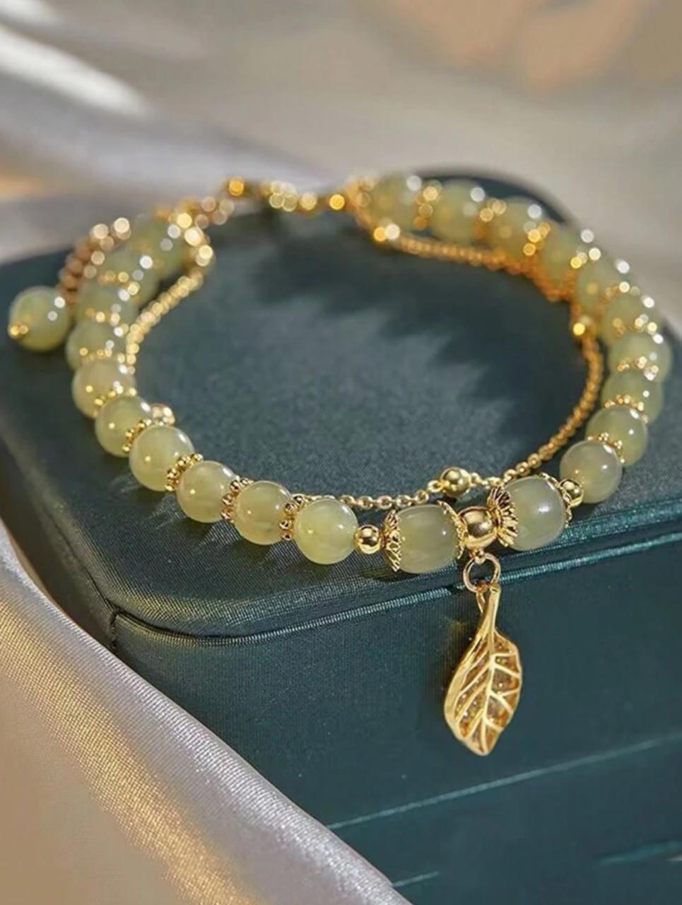 Double-Layer Apricot Leaves & Gilded Branches Bracelet image 3