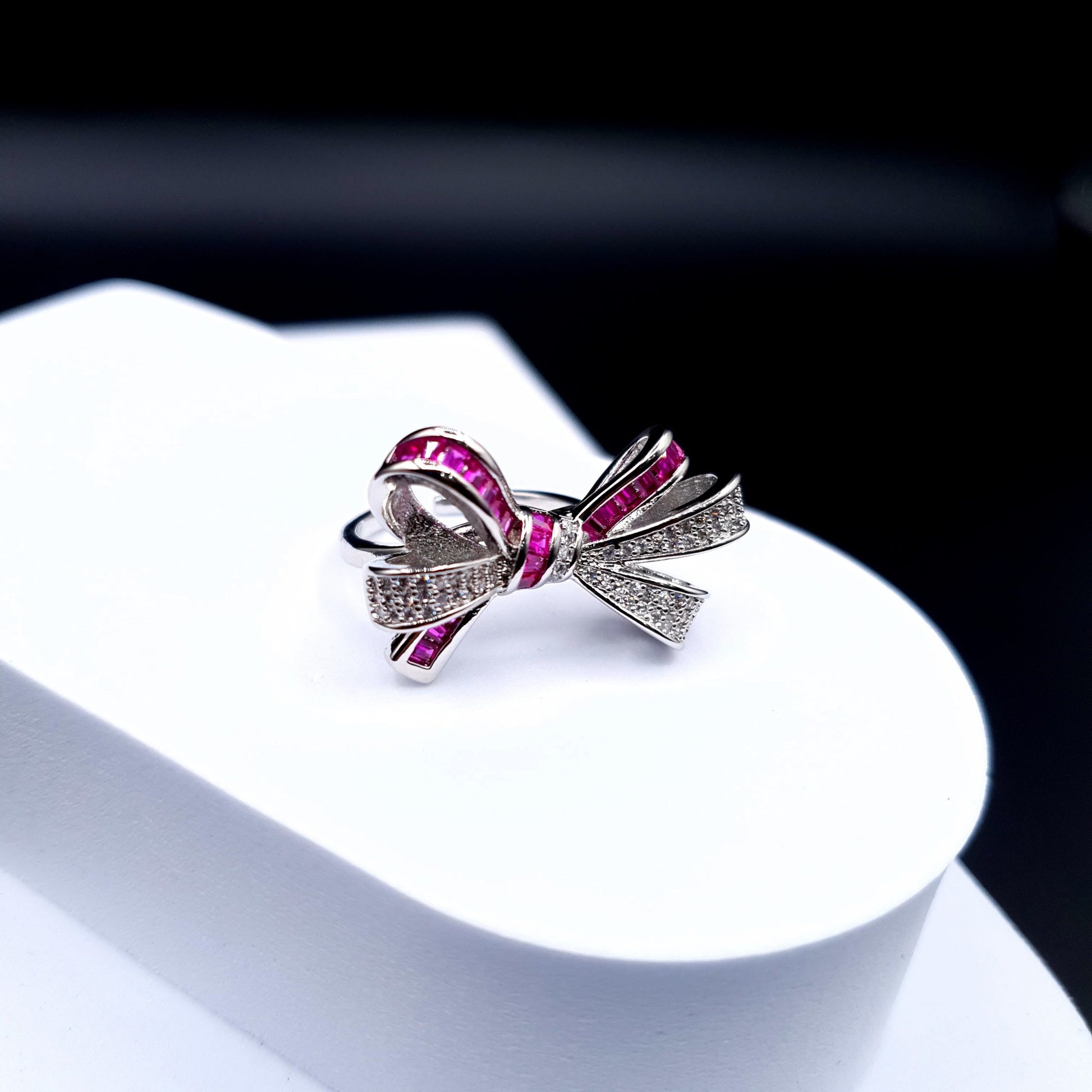 PINK-WHITE BOW RING (Adjustable) image 4