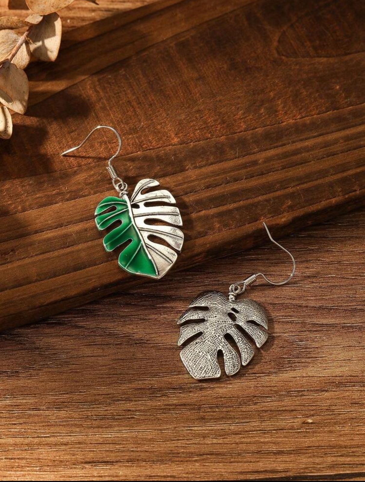Bohemian Green Coconut Leaf Earrings image 0