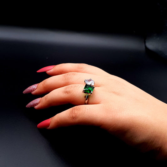 PEAR & RECTANGLE RING (Adjustable) image 1