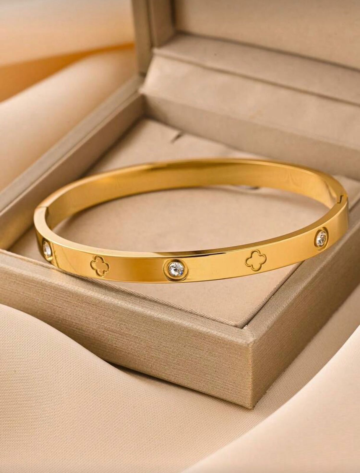 Elegant Gold Plated Bracelet with Diamond Accents image 0