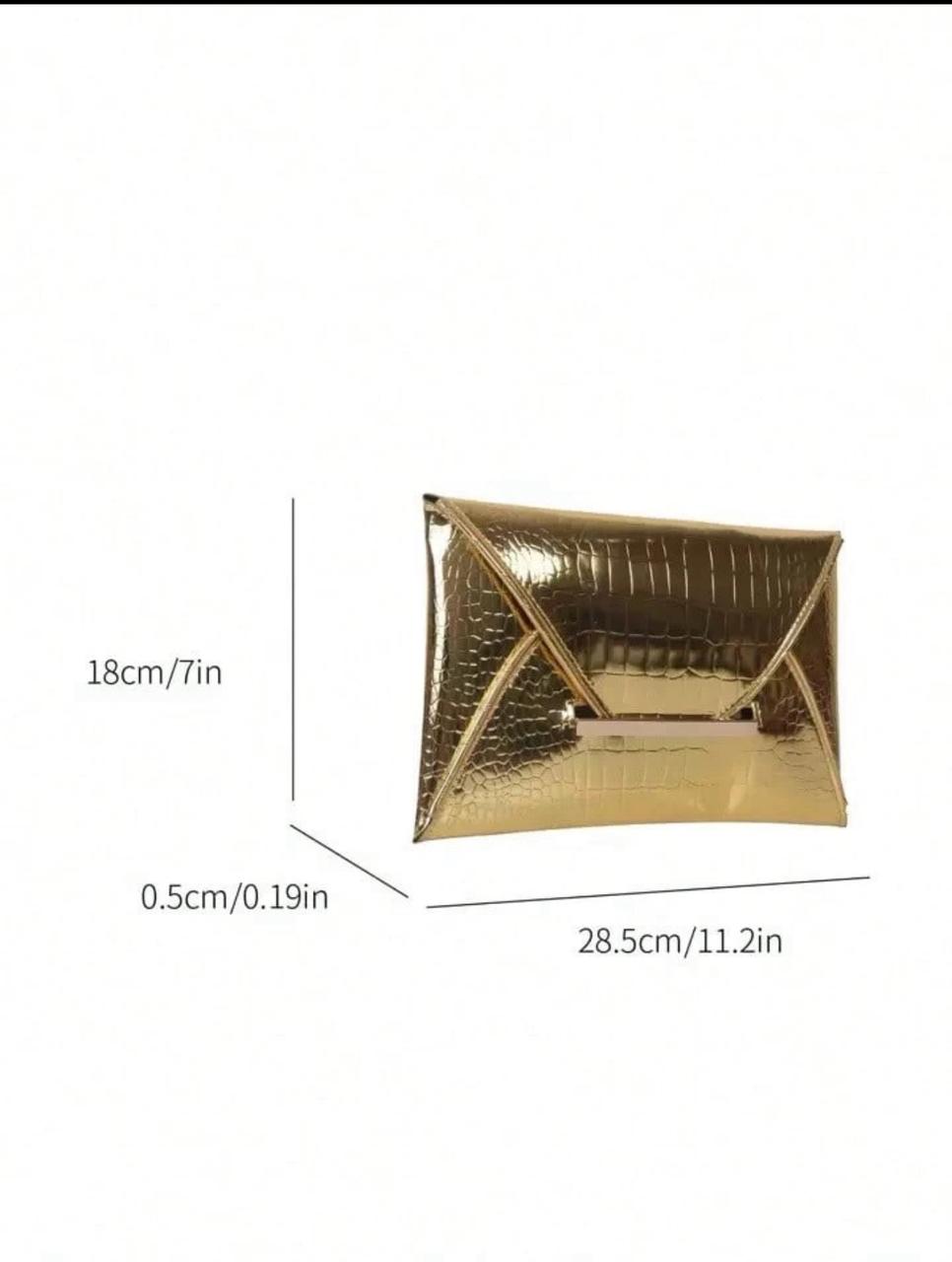 Crocodile & snake print PU envelope clutch image 5