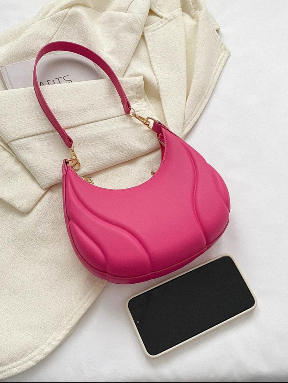 ALL MATCH TEXTURED EMBOSSED FASHION SOLID COLOR CRESCENT BAG image 20