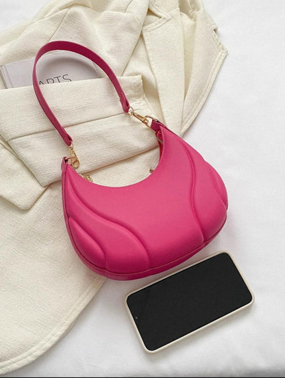 ALL MATCH TEXTURED EMBOSSED FASHION SOLID COLOR CRESCENT BAG image 20