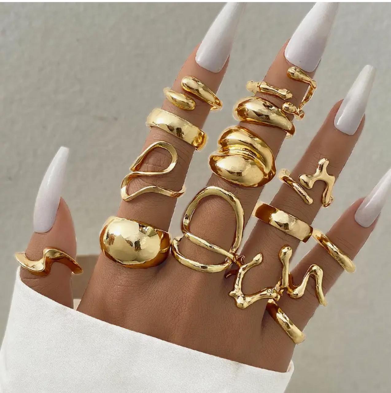 Fashionable and Personalized Small Irregular Gender Stackable Open Ring Set image 0