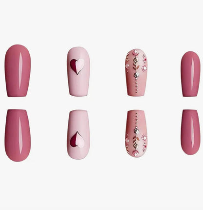 Sweet Cool Luxury High-end Design Love Wine Red Flash European and American Wearable Ballet Style Short False Nails image 0