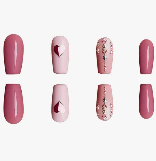 Sweet Cool Luxury High-end Design Love Wine Red Flash European and American Wearable Ballet Style Short False Nails image 0