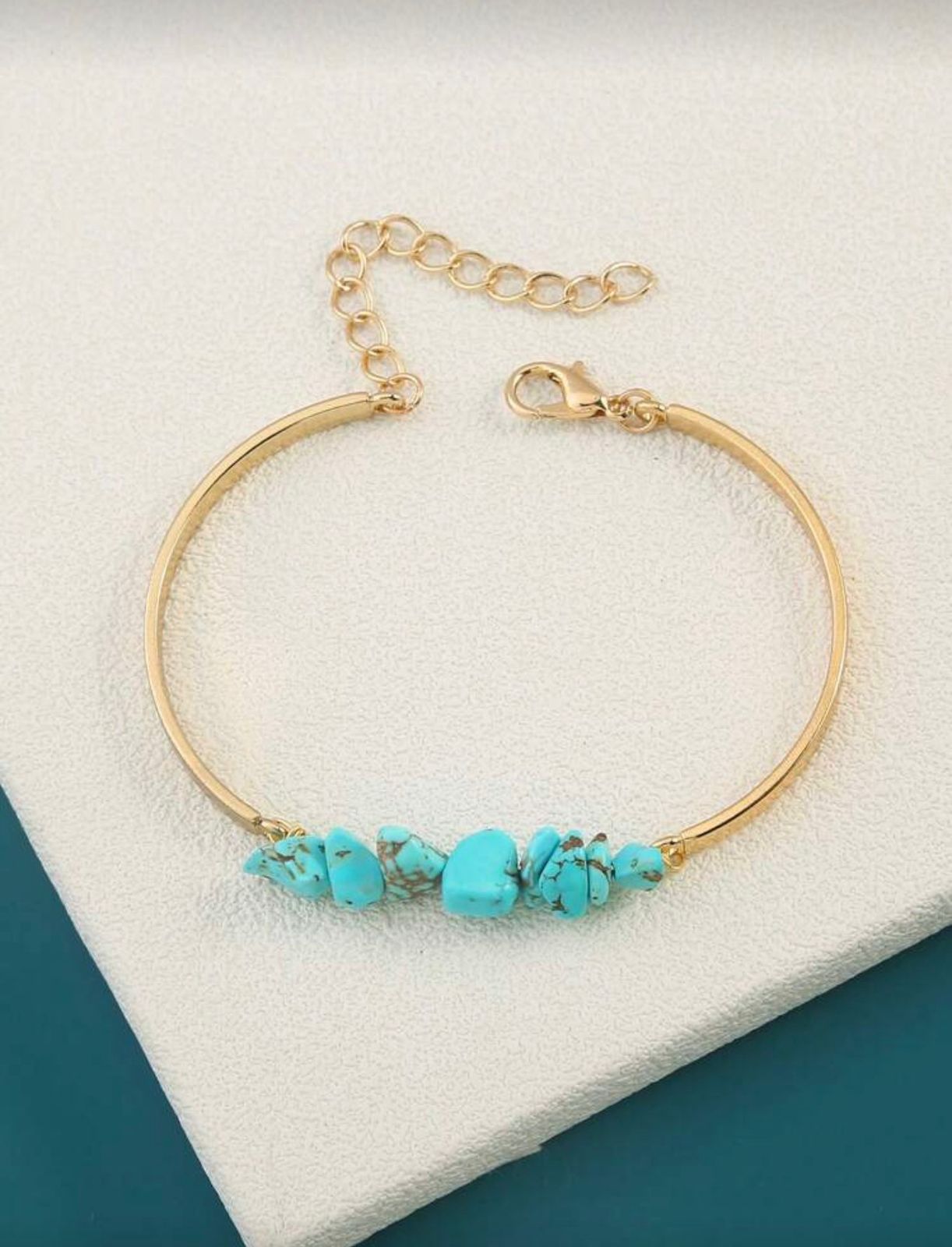 Nooxian 1pc Natural Turquoise Twisted Bangle Bracelet image 4