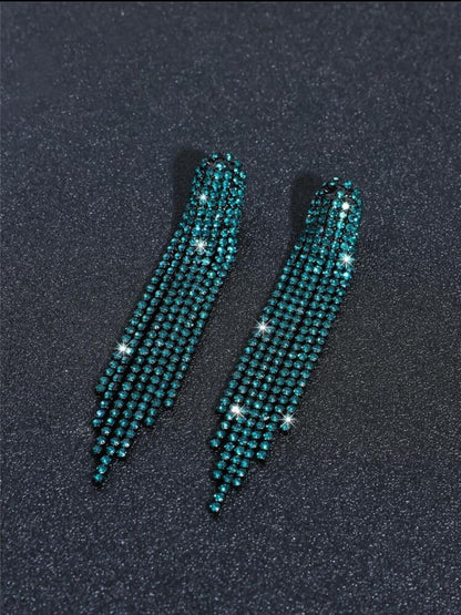 Fashion Long Tassel Rainbow Color Crystal Earring image 4