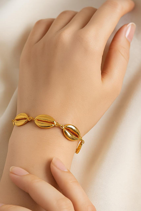 Cowrie Shell Gold-Plated Stainless Steel Bracelet image 1