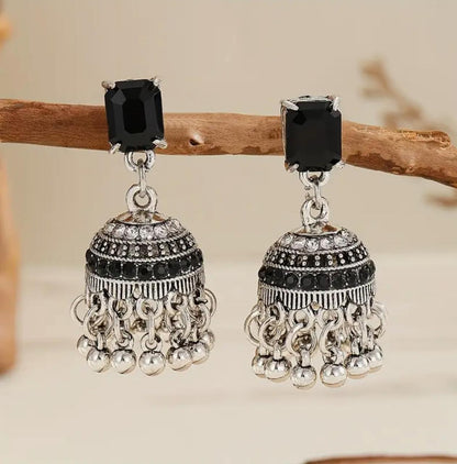 JHUMKAI	Boho Jhumka, Color Block Bead Tassel Dangle with Zinc Alloy Ear Needle, Suitable for Daily, Party, Wedding and Party Wear image 0