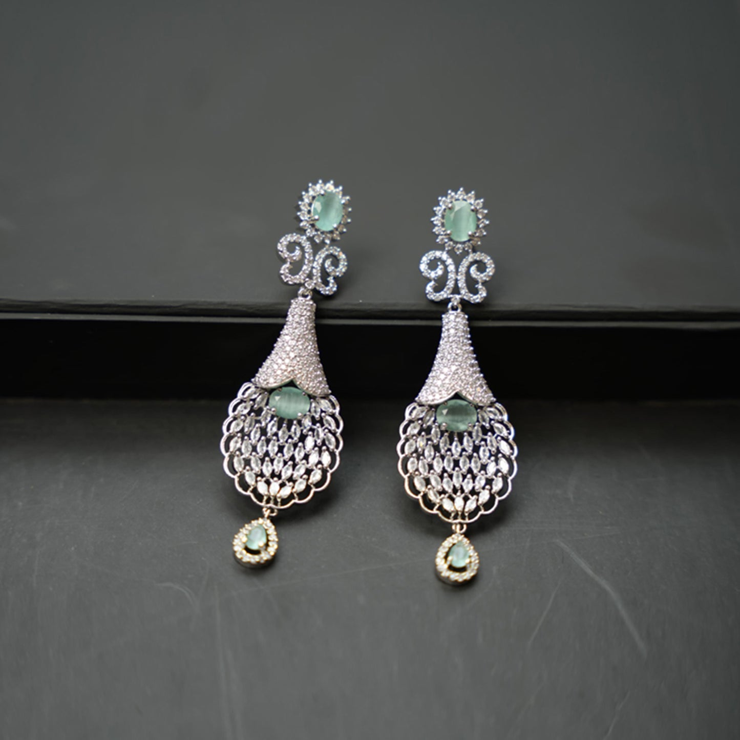 PEACOCK DESIGN - PARTY WEAR (SILVER GREEN &amp; SILVER PINK) image 0