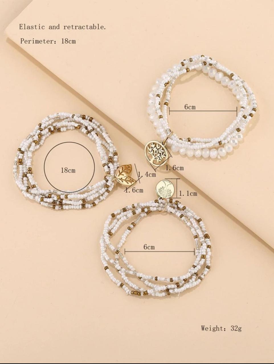 3 Pieces Tree Decor Layered Beaded Bracelet image 5