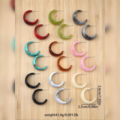 9 PAIR SET - MULTI COLOUR IRREGULAR SHAPE EAR RINGS image 1