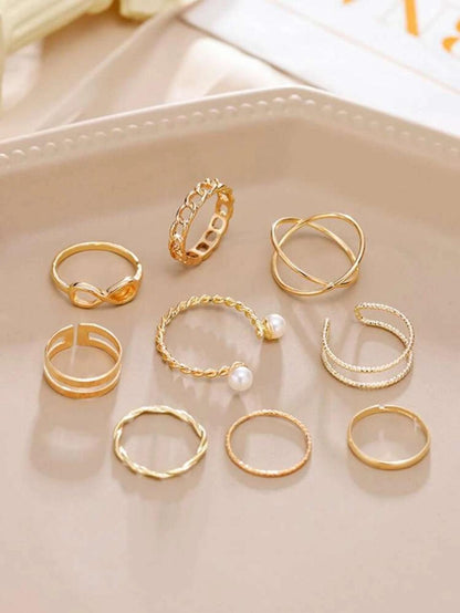 9pcs Faux Pearl Decor Ring image 3