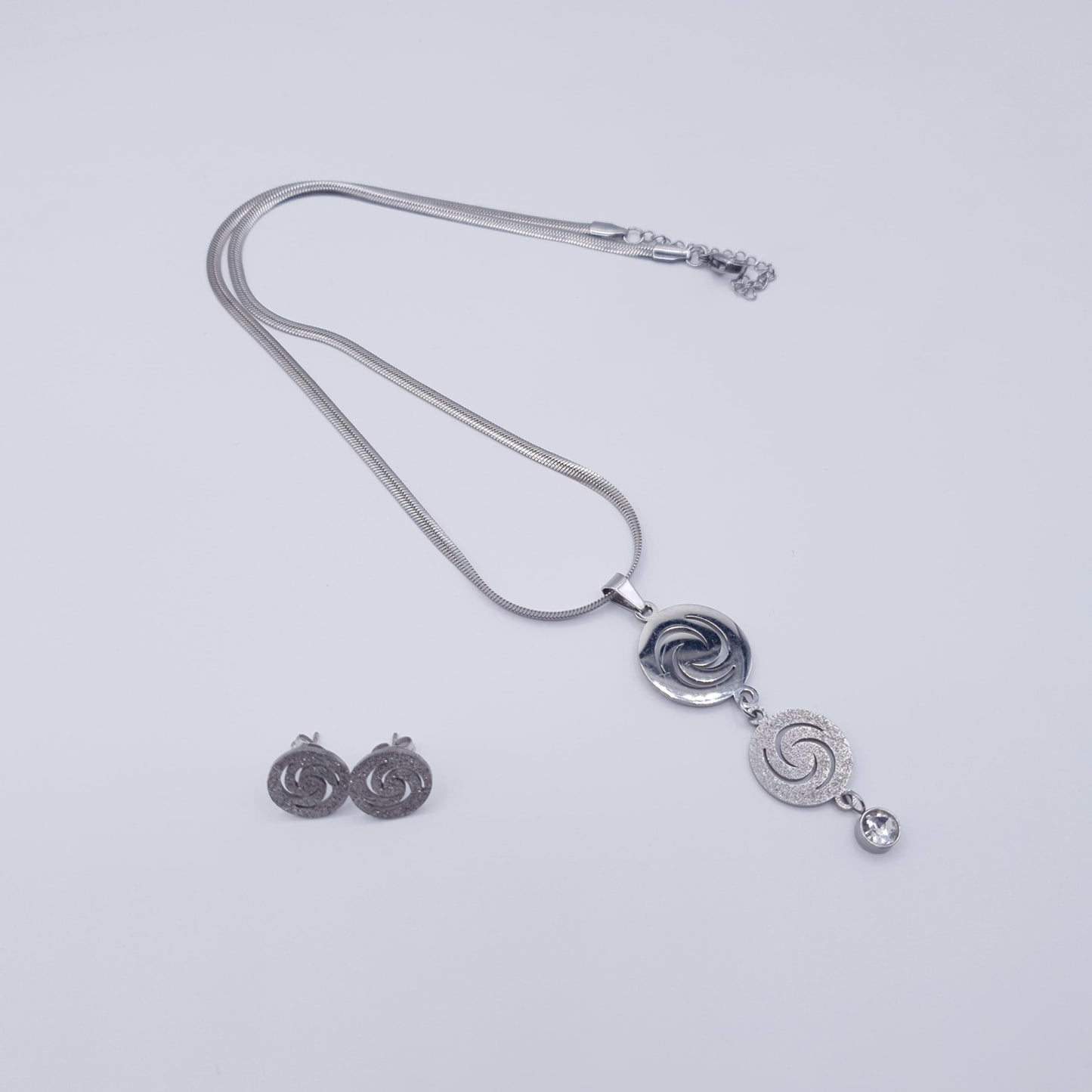 Elevate your look with this timeless spiral elegance Stainless Steel Neckace Set. image 3