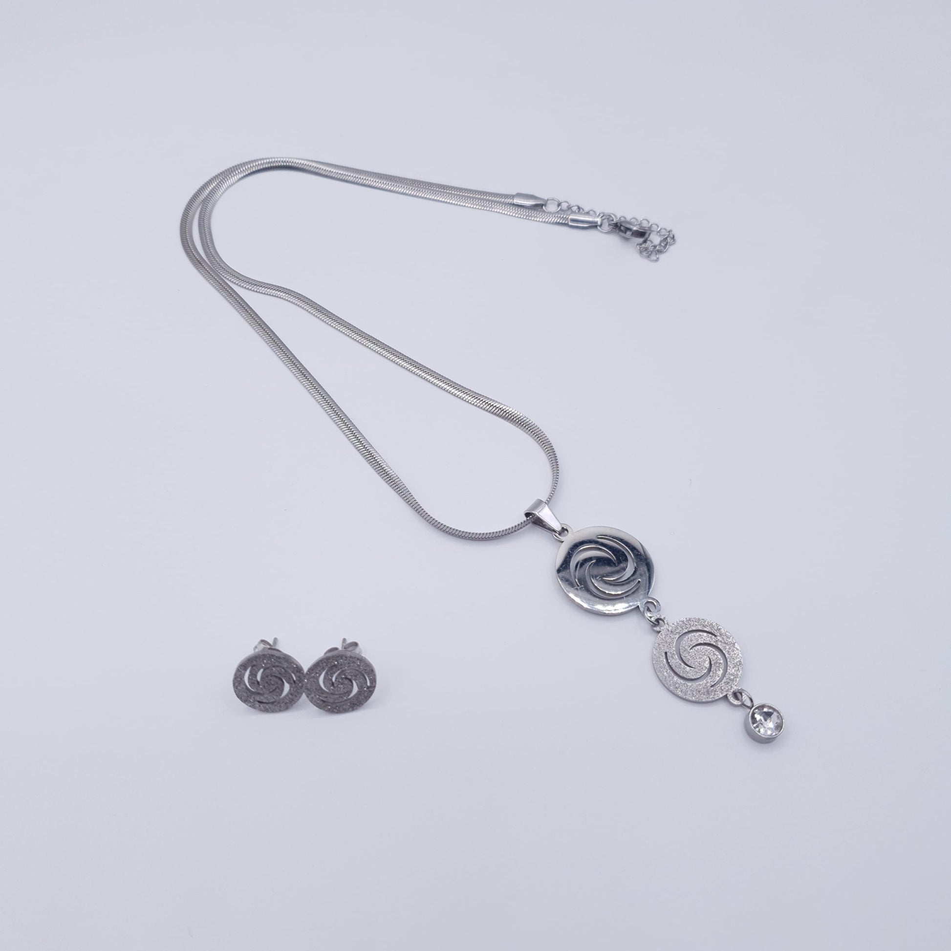 Elevate your look with this timeless spiral elegance Stainless Steel Neckace Set. image 3