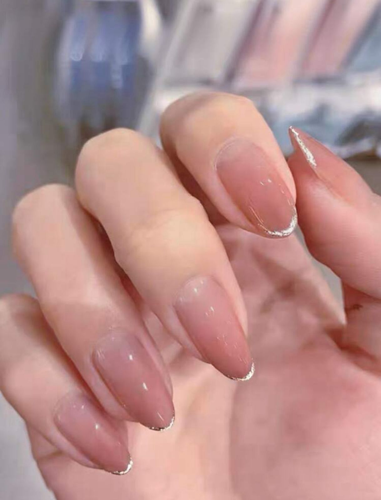 Long Oval Ramadan Gradient French Fingernail Patches Press On Nails image 2