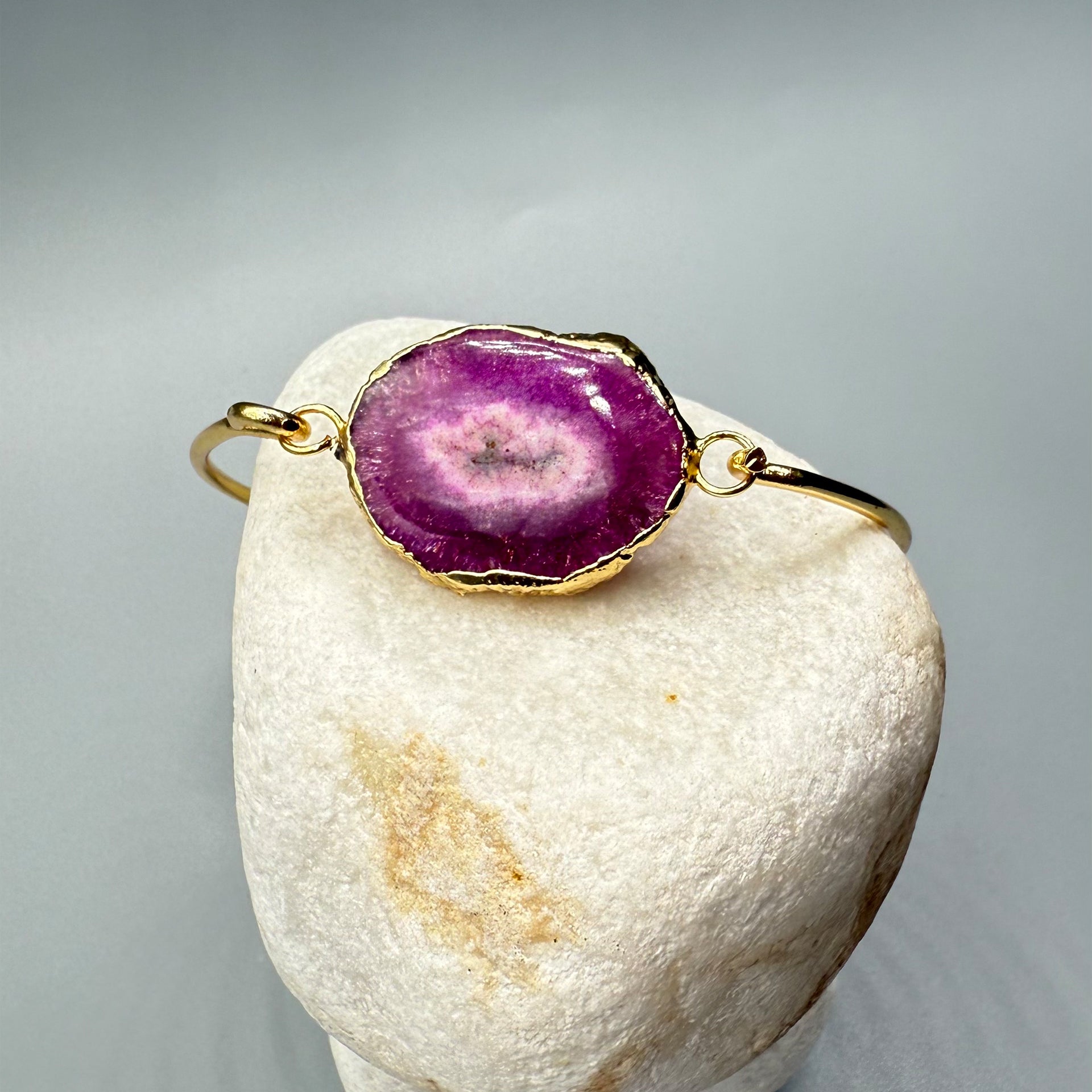 Adjustable Boho-Chic Natural Crystal Flower Bangle image 17