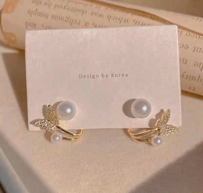 BUTTERFLY PEARL STUD image 1