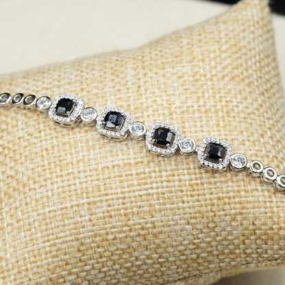 Xuping's signature style -Black Stones with Silver Setting image 5