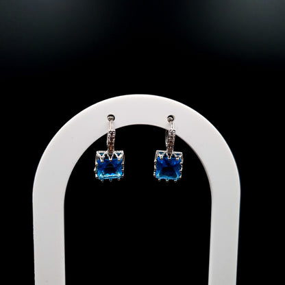 SQUARE EAR HOOPS (BLUE) image 2