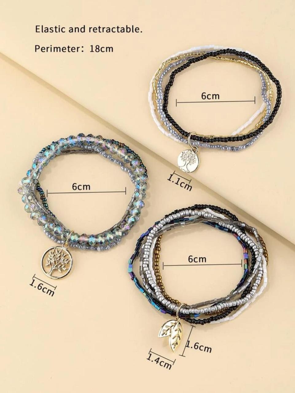 3 Pieces Tree Decor Layered Beaded Bracelet image 8