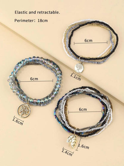 3 Pieces Tree Decor Layered Beaded Bracelet image 8