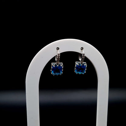 SQUARE EAR HOOPS (BLUE) image 1
